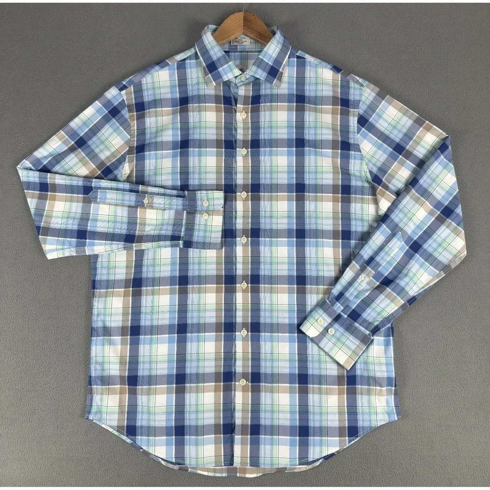 Peter Millar Shirt Large‎ Blue Colorful Sport Performance Quiet Luxury Office